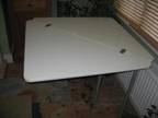 HANDY CORNER fold out table white square top when open....